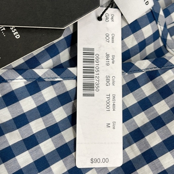 Universal Standard for J.Crew NWT Blue White Gingham Tie Sleeve Cutout Shirt - Picture 15 of 16